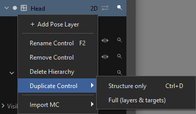 Control context menu
