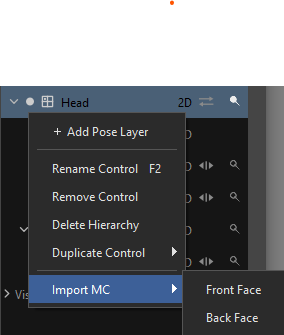 Control context menu — Import MC