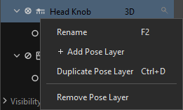 Control knob context menu