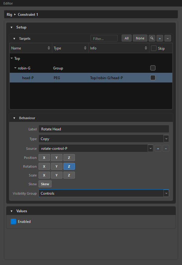 Constraint editor