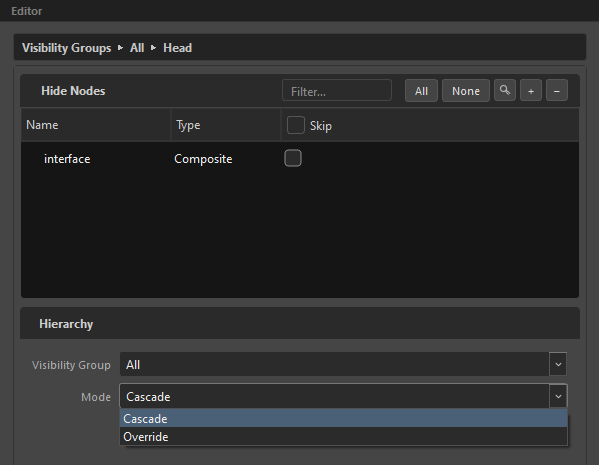 Visibility group editor