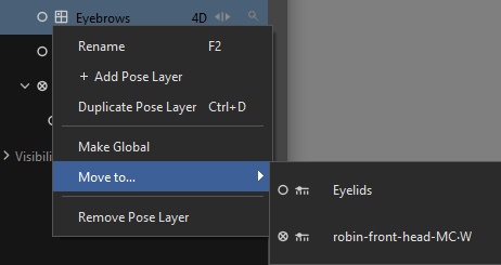 Pose layer context menu