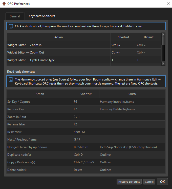 Keyboard Shortcuts preferences
