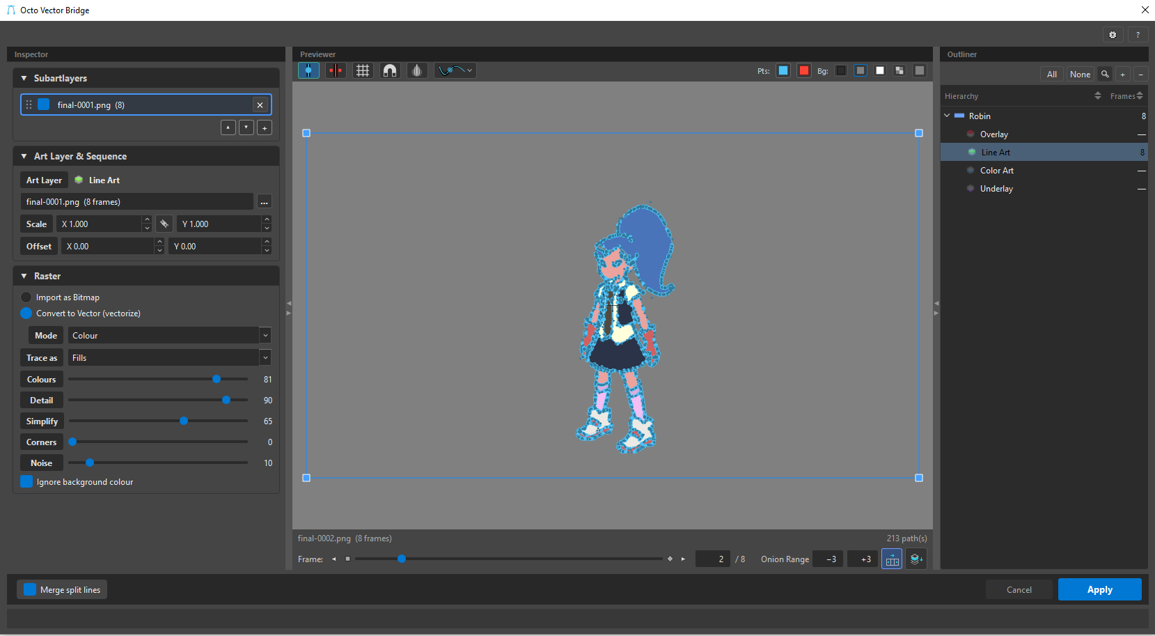 Vectorize with the trace preview